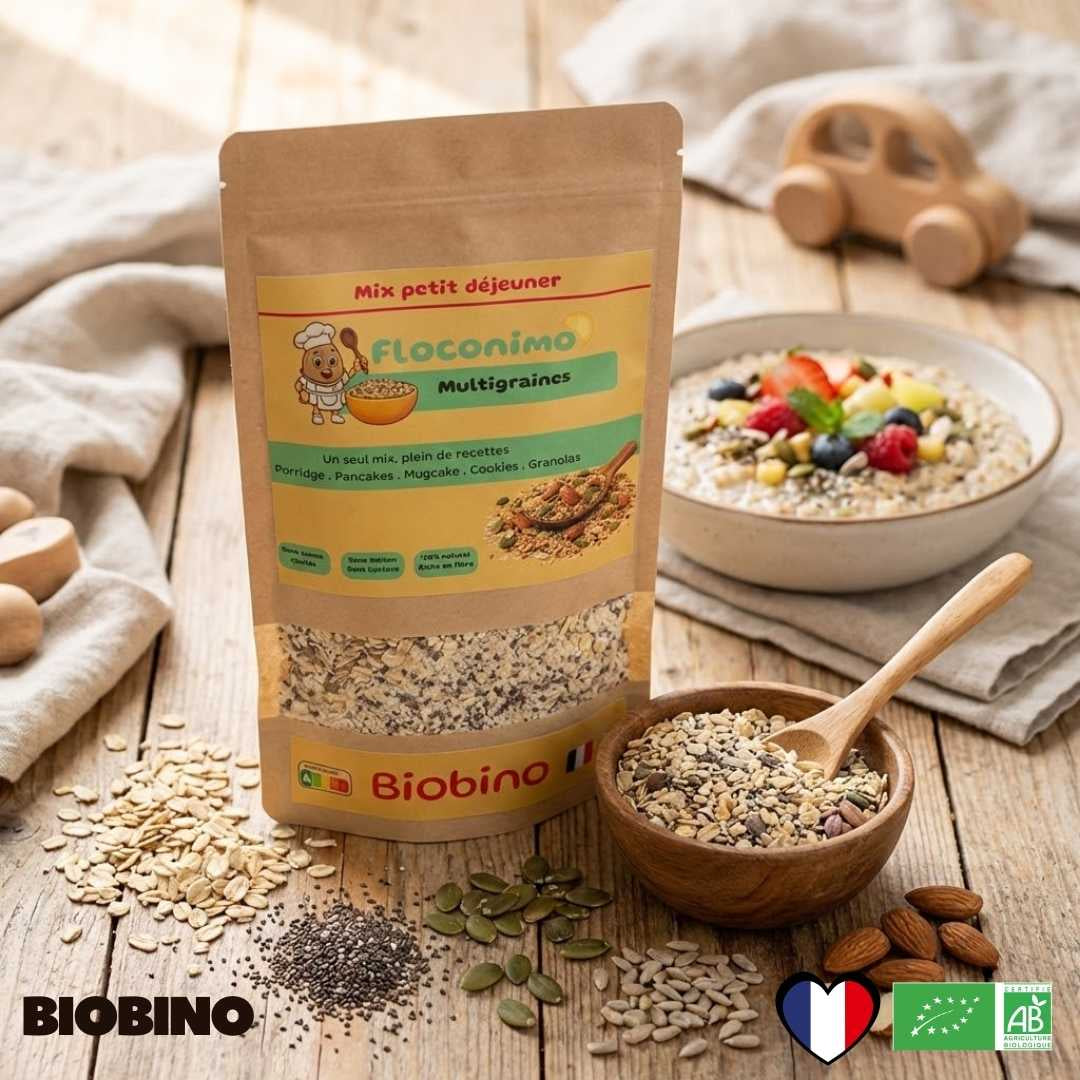 Floconimo - le mix  petit déjeuner unique pour Porridges, Pancakes, Mug Cakes...