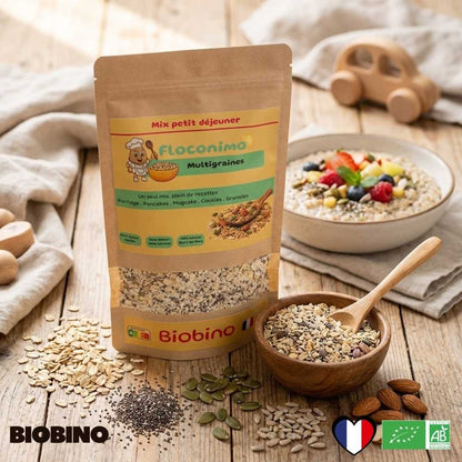 Floconimo - le mix  petit déjeuner unique pour Porridges, Pancakes, Mug Cakes...