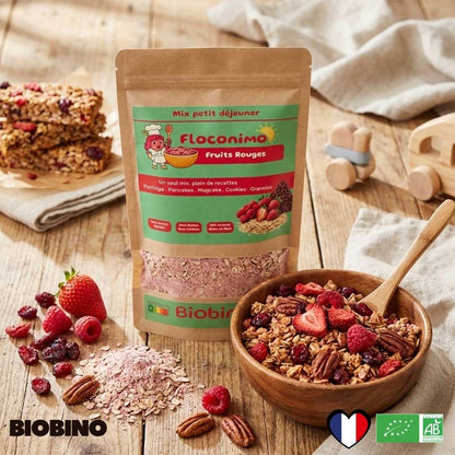 Floconimo - le mix  petit déjeuner unique pour Porridges, Pancakes, Mug Cakes...