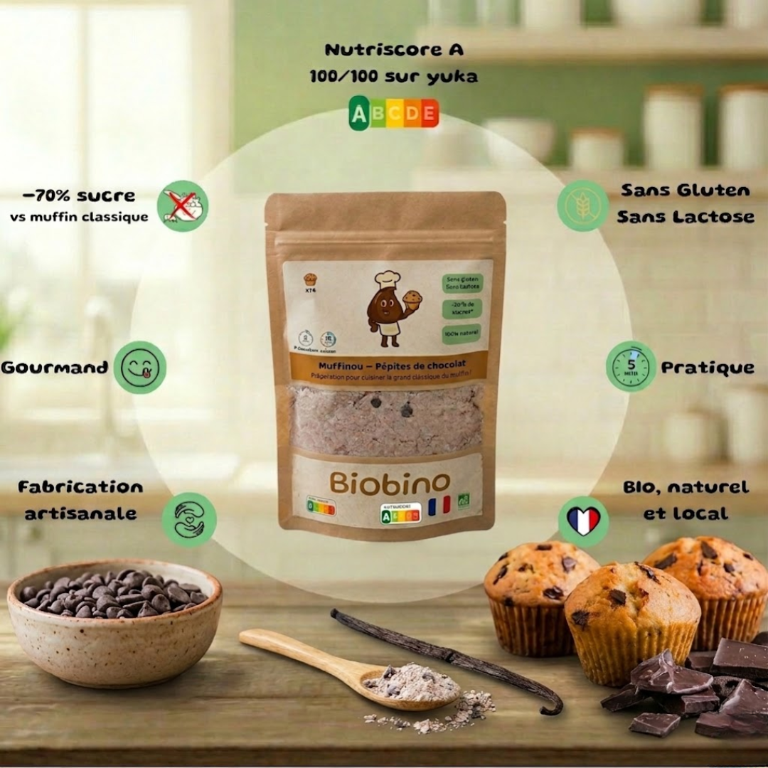 Préparation Muffins Bio Enfants - Chocolat & Fruits Rouges