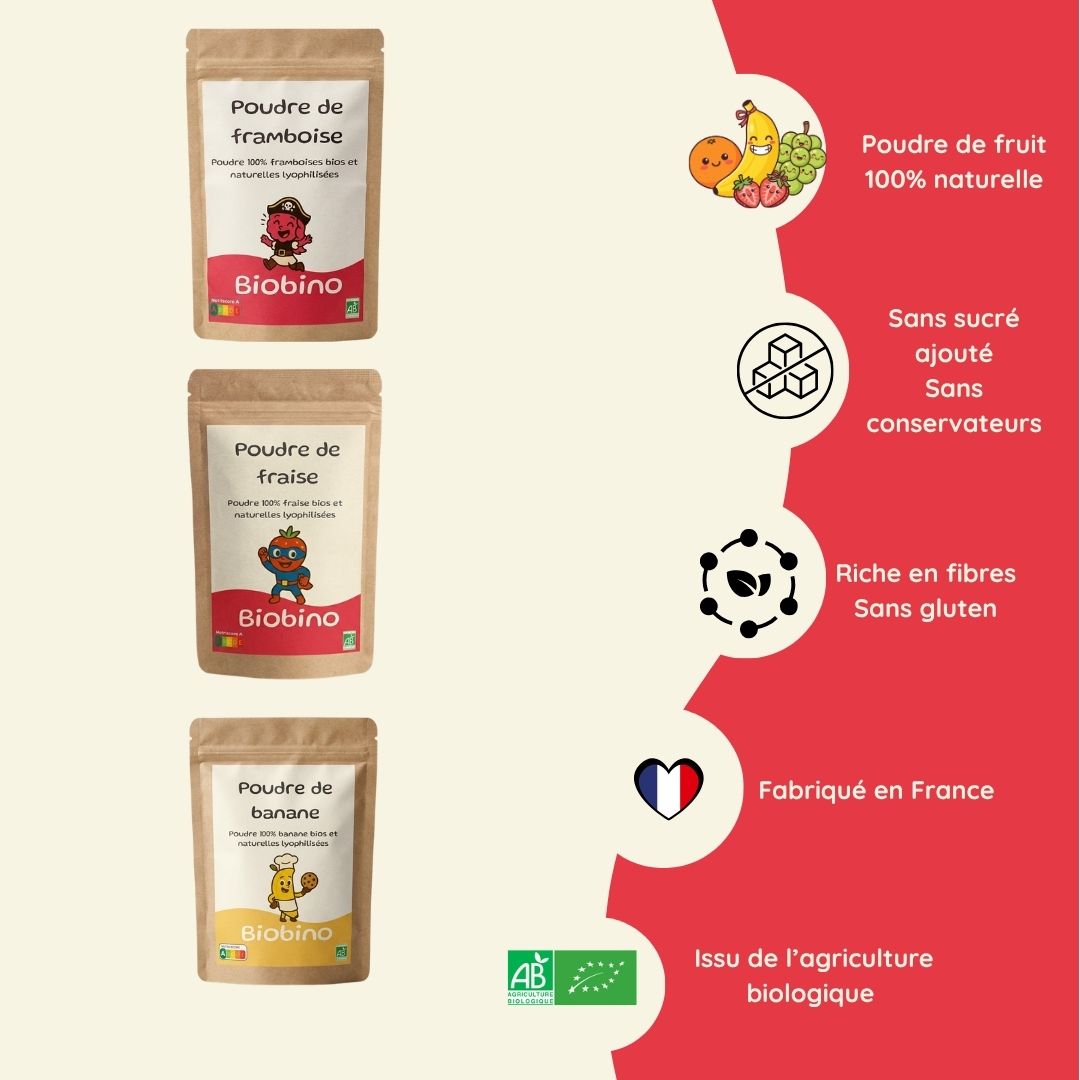 Poudre de fruits naturels lyophilisées